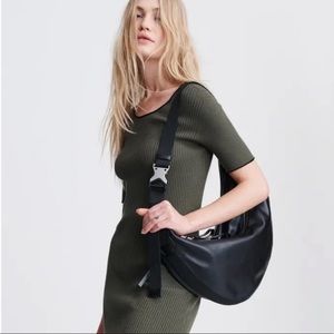 Rag and bone black leather riser hobo bag large size.